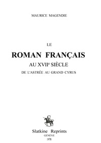 Le roman français au XVIIe siècle,