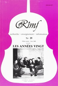 Revue Internationale de Musique Française (RIMF) Numéro 29