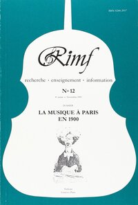 Revue Internationale de Musique Française (RIMF) Numéro 12