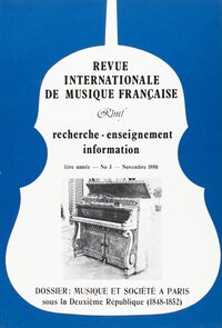 Revue Internationale de Musique Française (RIMF)  Numéro 3