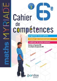 Mathématiques, Myriade 6e, Cahier de compétences