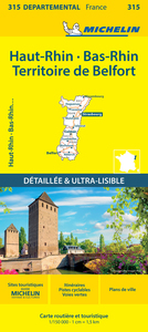 Carte Départementale Haut-Rhin, Bas-Rhin, Territoire de Belfort