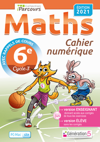 Mathématiques, Cahier iParcours avec rappels de cours 6e, DVD enseignant site