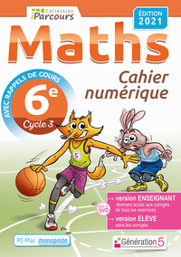 Mathématiques, Cahier iParcours avec rappels de cours 6e, DVD enseignant monoposte