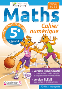 Mathématiques, Cahier iParcours avec rappels de cours 5e, DVD enseignant monoposte
