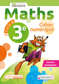Cahier numérique iParcours Maths 3e (DVD enseignant monoposte) 2016