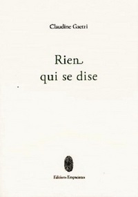 RIEN QUI SE DISE