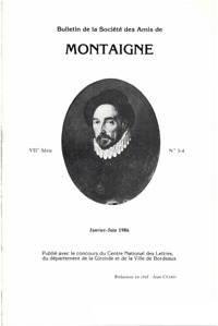 Bulletin de la Société des amis de Montaigne. VII, 1986-1, n° 3-4