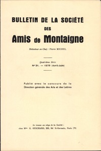 Bulletin de la Société des amis de Montaigne. IV, 1970-2, n° 21