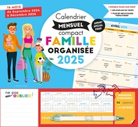 Calendrier mensuel compact famille organisée 2025