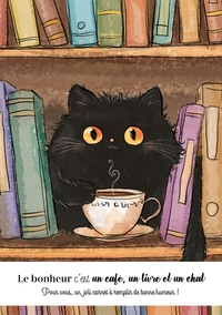 Carnet Le bonheur c'est un café, un livre et un chat