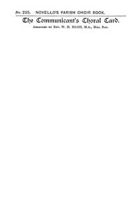 W.H. BLISS: THE COMMUNICANT`S CHORAL CARD SATB/ORGAN CHANT