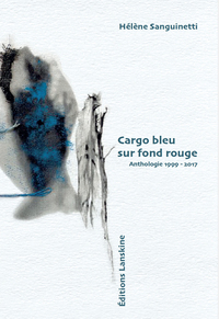 Cargo bleu sur fond rouge