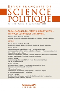 Revue française de science politique T73-4/5 - Socialisation