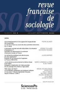 REVUE FRANCAISE DE SOCIOLOGIE T64-3