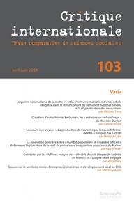 CRITIQUE INTERNATIONALE 103
