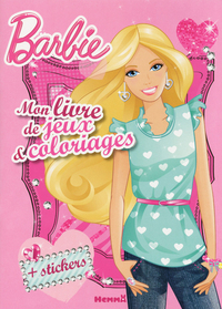 Barbie - mon livre de jeux et coloriages + stickers (coeurs)