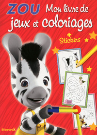 ZOU MON LIVRE DE JEUX ET COLORIAGES + STICKERS