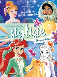 Disney Princesses - Je colorie mes amies - Mon grand carnet de styliste - Dressing de fête - avec stickers