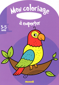 MON COLORIAGE A EMPORTER (3-5 ANS) (PERROQUET SUR FOND MAUVE)