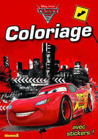 Cars 2 Coloriage avec stickers (Ville - Fond rouge)