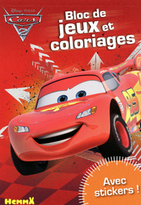 CARS 2 BLOC DE JEUX ET COLORIAGES AVEC STICKERS !