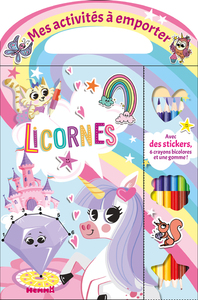 Mes activités à emporter - Licornes - Avec des stickers, 6 crayons bicolores et une gomme !