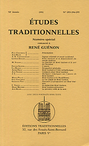 Etudes traditionnelles  Spécial RENE GUENON