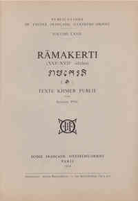 Ramakerti (XVIe-XVIIe siècle). Texte khmer publié