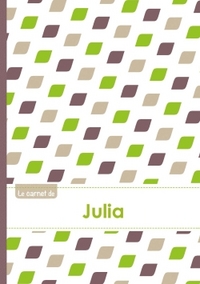 LE CARNET DE JULIA - LIGNES, 96P, A5 - PETALES VERT TAUPE GRIS
