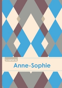 LE CARNET D'ANNE-SOPHIE - LIGNES, 96P, A5 - JACQUARD BLEU GRIS TAUPE