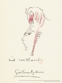 PLANCHE CALLIGRAMME D'APOLLINAIRE - TOUT TERRIBLEMENT