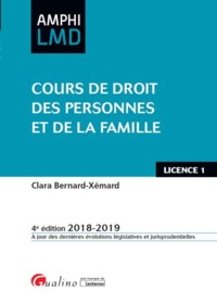 COURS DE DROIT DES PERSONNES ET DE LA FAMILLE - 4EME EDITION