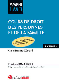 COURS DE DROIT DES PERSONNES ET DE LA FAMILLE - A JOUR DE L'ORDONNANCE SUR L'ADOPTION ENTREE EN VIGU