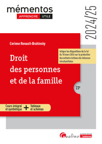 DROIT DES PERSONNES ET DE LA FAMILLE - COURS INTEGRAL ET SYNTHETIQUE - OUTILS PEDAGOGIQUESA JOUR DE