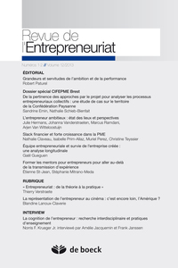 REVUE DE L'ENTREPRENEURIAT 2013/1-2 VOLUME 12