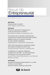 REVUE DE L'ENTREPRENEURIAT 2013/4 VOLUME 12