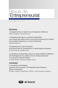 REVUE DE L'ENTREPRENEURIAT 2013/3 VOLUME 12