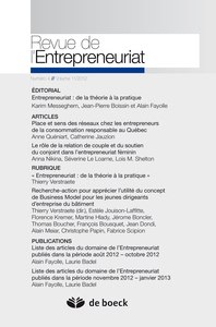 REVUE DE L'ENTREPRENEURIAT 2012/4 VOLUME 11
