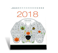 Calendrier de table 2018 - Chiens à colorier - illustrations de Sara Muzio