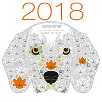 Calendrier mural 2018 - Chiens à colorier - illustrations de Sara Muzio