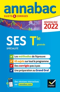 Annales du bac Annabac 2022 SES Tle générale (spécialité)