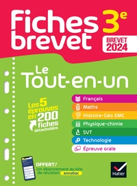 FICHES BREVET LE TOUT-EN-UN DU BREVET 2024 - 3E (TOUTES LES MATIERES) - FRANCAIS, MATHS, HISTOIRE-GE