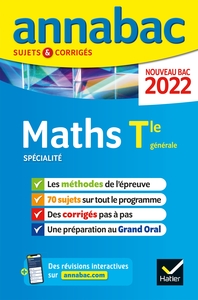 Annales du bac Annabac 2022 Maths Tle générale (spécialité)