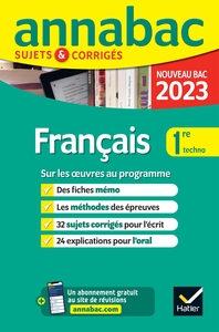 Annales du bac Annabac 2023 Français 1re technologique