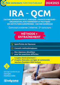 CIBLE CONCOURS FONCTION PUBLIQUE - IRA  QCM  METHODE + ENTRAINEMENT (CATEGORIE A  CONCOURS 2024-2