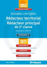 Annales corrigées rédacteur territorial, rédacteur principal de 2e classe 2017