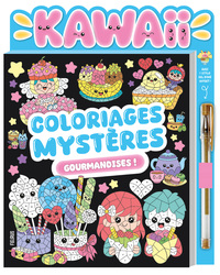 Coloriages mystères kawaii gourmandises (avec stylo gel doré)