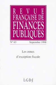 REVUE FRANÇAISE DE FINANCES PUBLIQUES N 63 - 1998