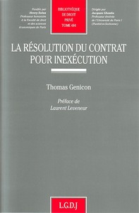 LA RESOLUTION DU CONTRAT POUR INEXECUTION - VOL484 - PRIX ANDRE ISORE DE LA CHANCELLERIE DES UNIVERS